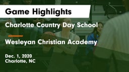 Charlotte Country Day School vs Wesleyan Christian Academy Game Highlights - Dec. 1, 2020