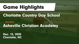 Charlotte Country Day School vs Asheville Christian Academy  Game Highlights - Dec. 15, 2020