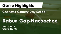 Charlotte Country Day School vs Rabun Gap-Nacoochee  Game Highlights - Jan. 9, 2021