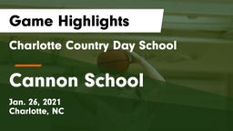 Charlotte Country Day School vs Cannon School Game Highlights - Jan. 26, 2021