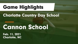 Charlotte Country Day School vs Cannon School Game Highlights - Feb. 11, 2021