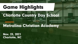 Charlotte Country Day School vs Metrolina Christian Academy  Game Highlights - Nov. 23, 2021