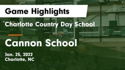 Charlotte Country Day School vs Cannon School Game Highlights - Jan. 25, 2022