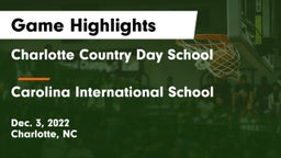 Charlotte Country Day School vs Carolina International School Game Highlights - Dec. 3, 2022