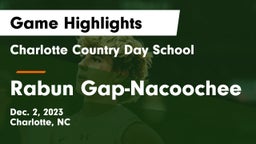 Charlotte Country Day School vs Rabun Gap-Nacoochee  Game Highlights - Dec. 2, 2023