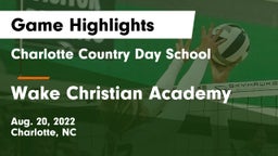 Charlotte Country Day School vs Wake Christian Academy  Game Highlights - Aug. 20, 2022