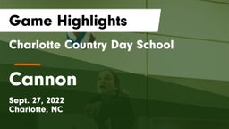 Charlotte Country Day School vs Cannon Game Highlights - Sept. 27, 2022