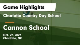 Charlotte Country Day School vs Cannon School Game Highlights - Oct. 22, 2022