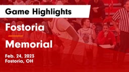 Fostoria  vs Memorial  Game Highlights - Feb. 24, 2023