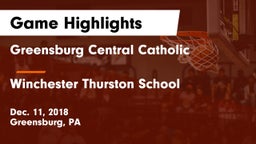 Greensburg Central Catholic  vs Winchester Thurston School Game Highlights - Dec. 11, 2018