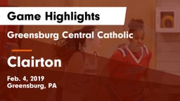 Greensburg Central Catholic  vs Clairton  Game Highlights - Feb. 4, 2019