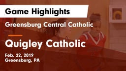 Greensburg Central Catholic  vs Quigley Catholic  Game Highlights - Feb. 22, 2019