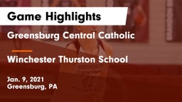 Greensburg Central Catholic  vs Winchester Thurston School Game Highlights - Jan. 9, 2021