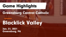 Greensburg Central Catholic  vs Blacklick Valley  Game Highlights - Jan. 31, 2021