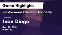 Prestonwood Christian Academy vs Juan Diego  Game Highlights - Dec. 22, 2018