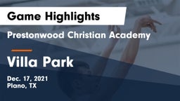 Prestonwood Christian Academy vs Villa Park Game Highlights - Dec. 17, 2021