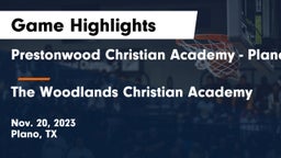 Prestonwood Christian Academy - Plano vs The Woodlands Christian Academy Game Highlights - Nov. 20, 2023
