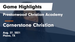 Prestonwood Christian Academy vs Cornerstone Christian  Game Highlights - Aug. 27, 2021