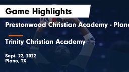 Prestonwood Christian Academy - Plano vs Trinity Christian Academy  Game Highlights - Sept. 22, 2022