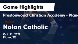 Prestonwood Christian Academy - Plano vs Nolan Catholic  Game Highlights - Oct. 11, 2022