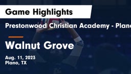 Prestonwood Christian Academy - Plano vs Walnut Grove  Game Highlights - Aug. 11, 2023