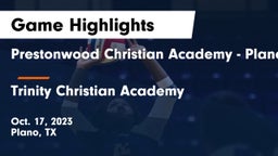 Prestonwood Christian Academy - Plano vs Trinity Christian Academy  Game Highlights - Oct. 17, 2023