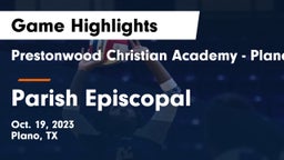 Prestonwood Christian Academy - Plano vs Parish Episcopal  Game Highlights - Oct. 19, 2023