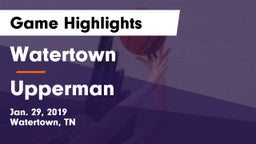 Watertown  vs Upperman Game Highlights - Jan. 29, 2019