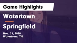 Watertown  vs Springfield  Game Highlights - Nov. 21, 2020