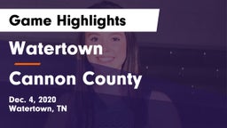 Watertown  vs Cannon County  Game Highlights - Dec. 4, 2020