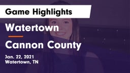 Watertown  vs Cannon County  Game Highlights - Jan. 22, 2021