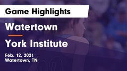 Watertown  vs York Institute Game Highlights - Feb. 12, 2021
