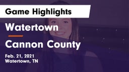Watertown  vs Cannon County  Game Highlights - Feb. 21, 2021