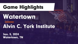 Watertown  vs Alvin C. York Institute Game Highlights - Jan. 5, 2024