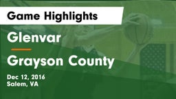 Glenvar  vs Grayson County  Game Highlights - Dec 12, 2016