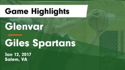 Glenvar  vs Giles  Spartans Game Highlights - Jan 12, 2017