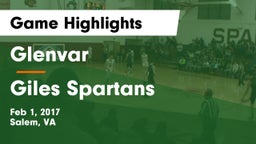 Glenvar  vs Giles  Spartans Game Highlights - Feb 1, 2017