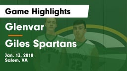 Glenvar  vs Giles  Spartans Game Highlights - Jan. 13, 2018