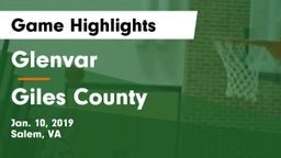 Glenvar  vs Giles County  Game Highlights - Jan. 10, 2019