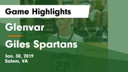 Glenvar  vs Giles  Spartans Game Highlights - Jan. 30, 2019