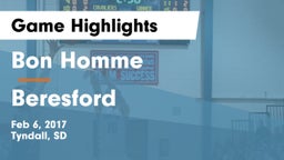 Bon Homme  vs Beresford  Game Highlights - Feb 6, 2017