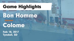 Bon Homme  vs Colome Game Highlights - Feb 18, 2017