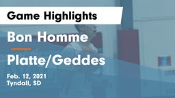 Bon Homme  vs Platte/Geddes  Game Highlights - Feb. 12, 2021