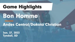 Bon Homme  vs Andes Central/Dakota Christian Game Highlights - Jan. 27, 2022