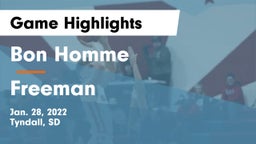 Bon Homme  vs Freeman  Game Highlights - Jan. 28, 2022