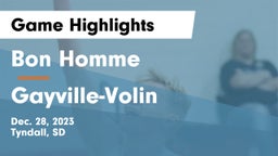 Bon Homme  vs Gayville-Volin  Game Highlights - Dec. 28, 2023