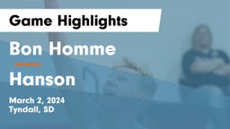 Bon Homme  vs Hanson  Game Highlights - March 2, 2024