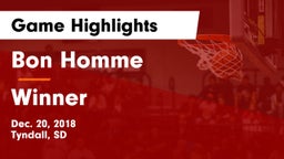 Bon Homme  vs Winner  Game Highlights - Dec. 20, 2018