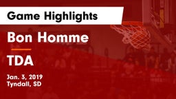 Bon Homme  vs TDA Game Highlights - Jan. 3, 2019