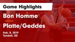 Bon Homme  vs Platte/Geddes  Game Highlights - Feb. 8, 2019